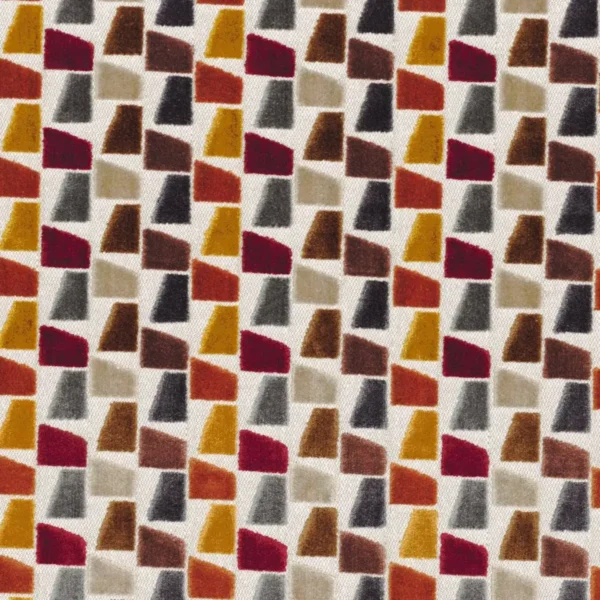 Paddington Fabric - Multico by multicolour geometric velvet-chenille fabric from Casamance