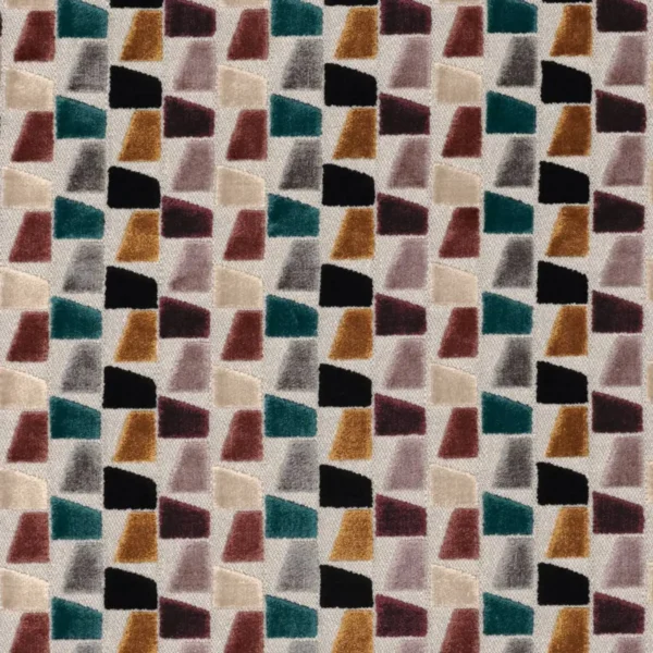 Paddington Fabric - Parme Multico by multicolour geometric velvet-chenille fabric from Casamance