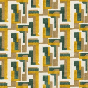 green geometric velvet-chenille fabric from Casamance