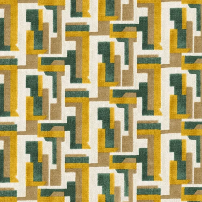 Bebop Fabric - Moutarde / Emeraude swatch