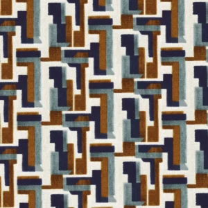 blue geometric velvet-chenille fabric from Casamance