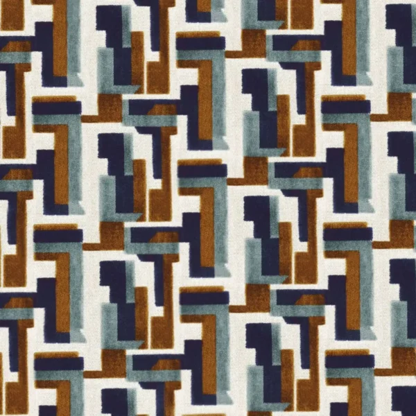 Bebop Fabric - Celadon / Marine by blue geometric velvet-chenille fabric from Casamance