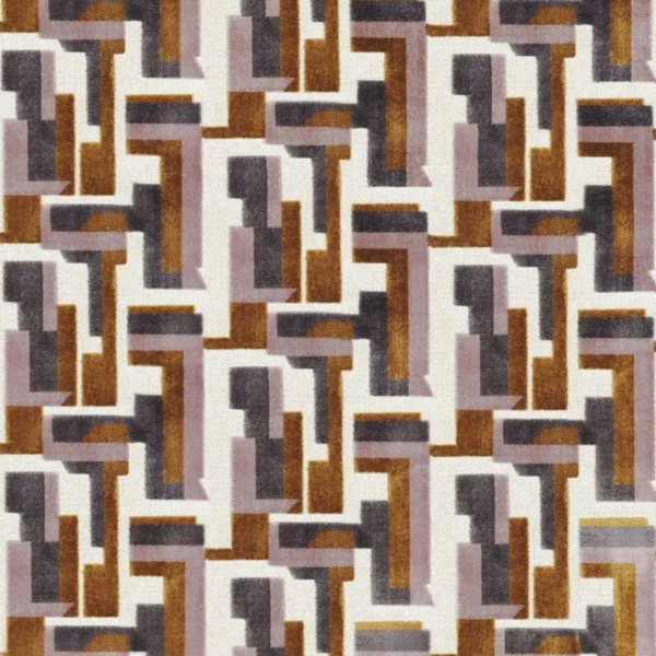 Bebop Fabric - Parme / Anthracite by multicolour geometric velvet-chenille fabric from Casamance