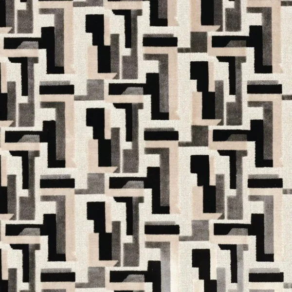 black-grey geometric velvet-chenille fabric from Casamance
