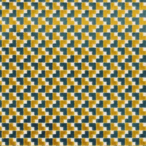 blue geometric velvet-chenille fabric from Casamance