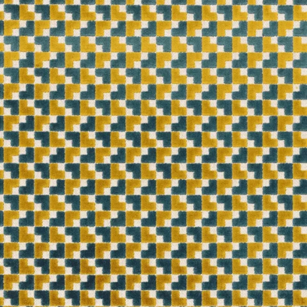 blue geometric velvet-chenille fabric from Casamance