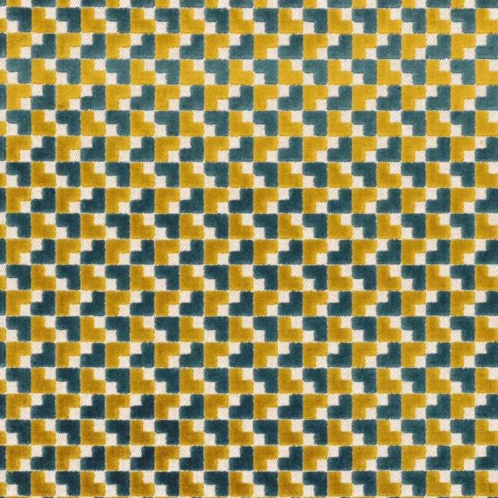 Baker Street Fabric - Moutarde / Petrole swatch