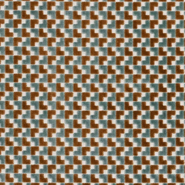 Baker Street Fabric - Celadon / Camel by green geometric velvet-chenille fabric from Casamance