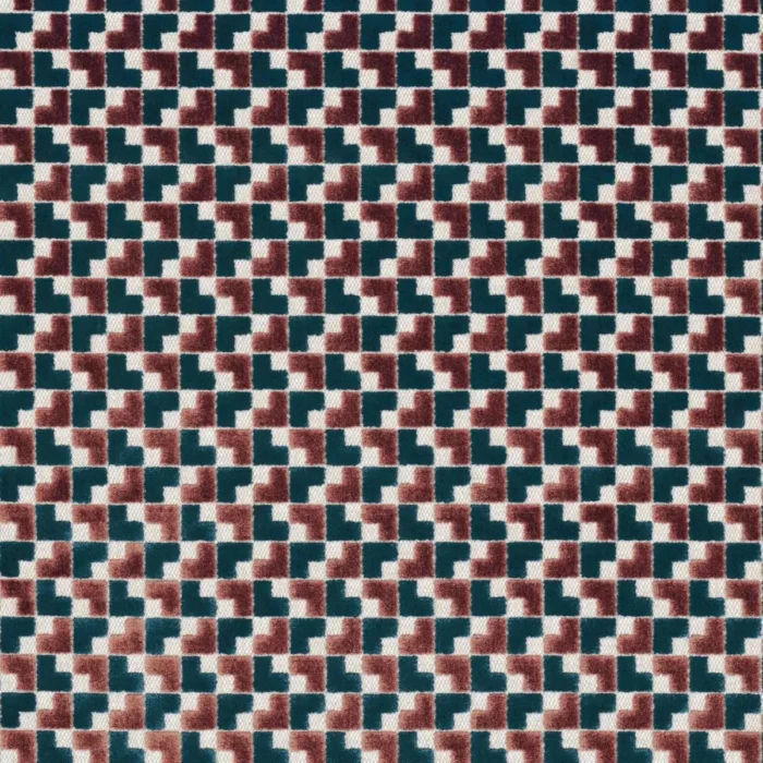 Baker Street Fabric - Bois De Rose / Petrole swatch
