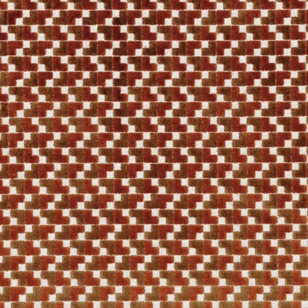 Baker Street Fabric - Orange Brulee / Camel by brown geometric velvet-chenille fabric from Casamance