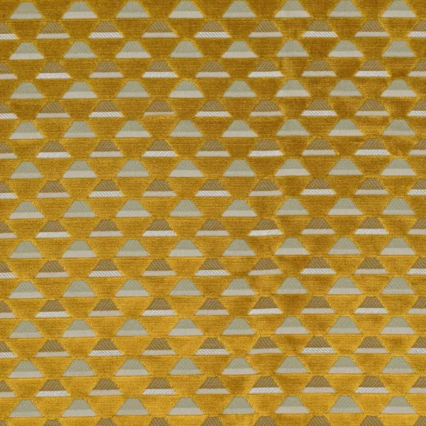 Uroko Fabric - Moutarde by yellow geometric velvet-chenille fabric from Casamance