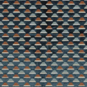 blue geometric velvet-chenille fabric from Casamance
