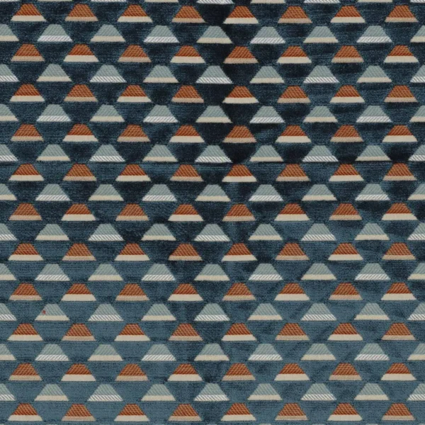 Uroko Fabric - Topaze by blue geometric velvet-chenille fabric from Casamance