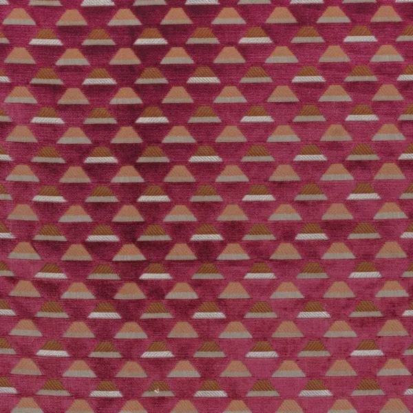 Uroko Fabric - Bordeaux by red geometric velvet-chenille fabric from Casamance