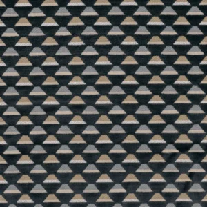 black-grey geometric velvet-chenille fabric from Casamance