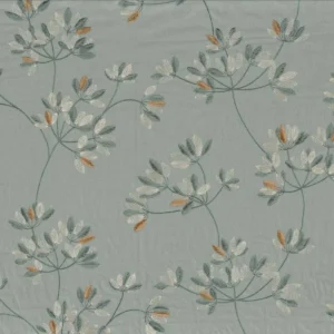 black-grey botanical embroideried fabric from Casamance