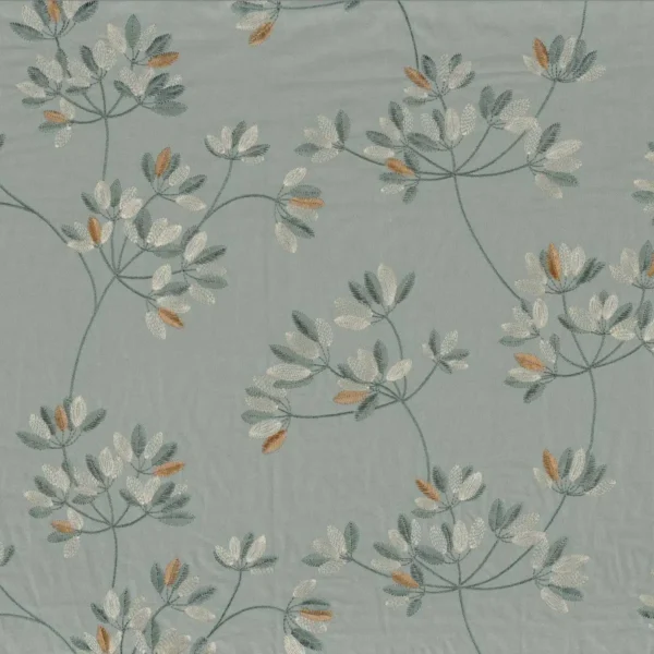 black-grey botanical embroideried fabric from Casamance
