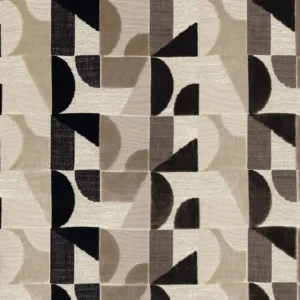 black-grey geometric velvet-chenille fabric from Casamance