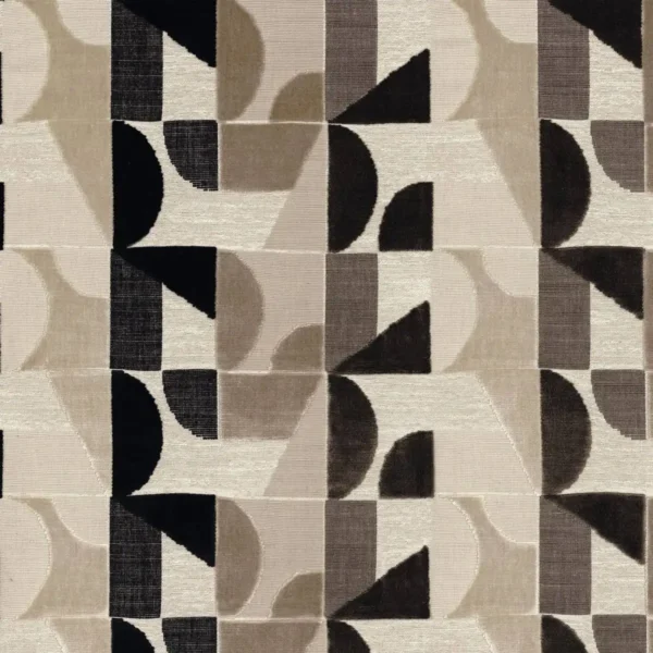 black-grey geometric velvet-chenille fabric from Casamance