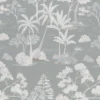 black-grey botanical embroideried fabric from Casamance