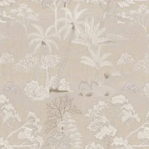black-grey botanical embroideried fabric from Casamance