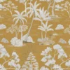 yellow botanical embroideried fabric from Casamance