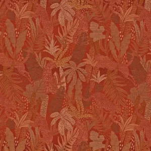 orange botanical jacquard fabric from Casamance