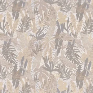 black-grey botanical jacquard fabric from Casamance
