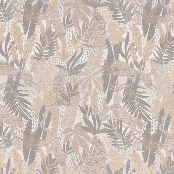 black-grey botanical jacquard fabric from Casamance