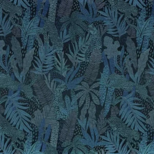 blue botanical jacquard fabric from Casamance