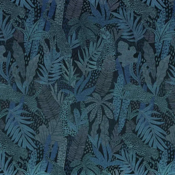 blue botanical jacquard fabric from Casamance