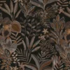 black-grey botanical embroideried fabric from Casamance
