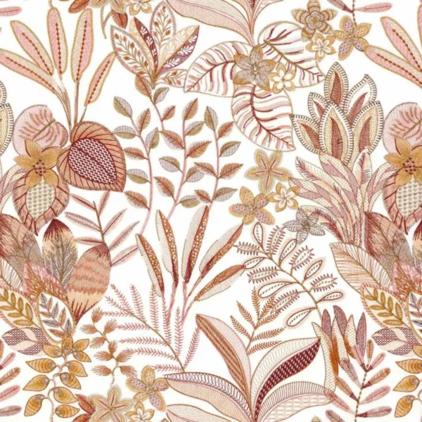 Tereshchenko Fabric - Rose Blush / Mordore by pink botanical embroideried fabric from Casamance