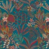 blue botanical embroideried fabric from Casamance