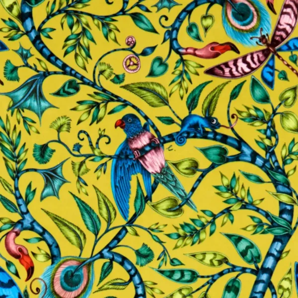 Rousseau Fabric - Lime Velvet by multicolour animal velvet-chenille fabric from Emma Shipley