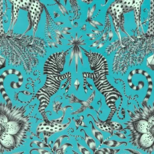 blue animal velvet-chenille fabric from Emma Shipley
