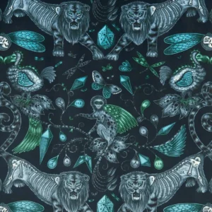 blue animal velvet-chenille fabric from Emma Shipley