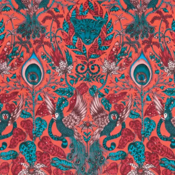 Amazon Fabric - Red Velvet by red animal velvet-chenille fabric from Emma Shipley