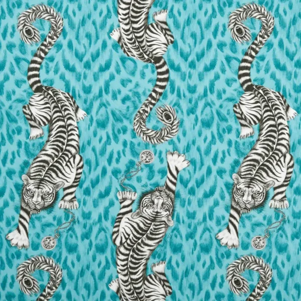 blue animal cotton fabric from Emma Shipley
