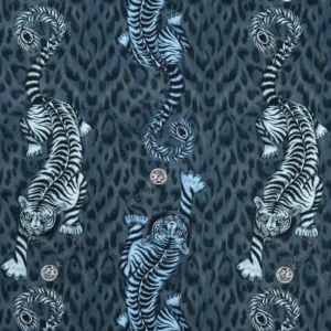 blue animal cotton fabric from Emma Shipley