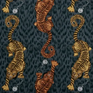 black-grey animal cotton fabric from Emma Shipley