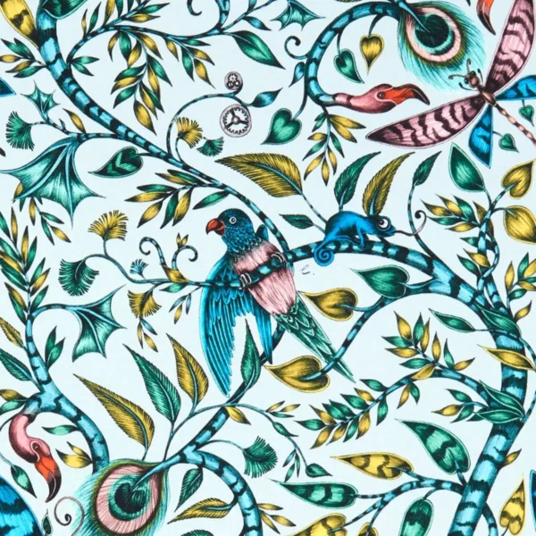 Rousseau Fabric - Eggshell by blue animal cotton fabric from Emma Shipley