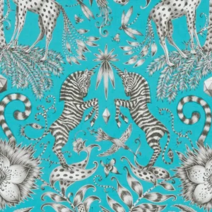 blue animal cotton fabric from Emma Shipley