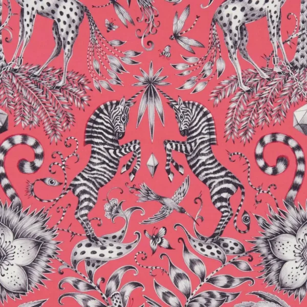 Kruger Fabric - Magenta by pink animal cotton fabric from Emma Shipley