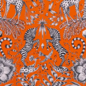 orange animal cotton fabric from Emma Shipley