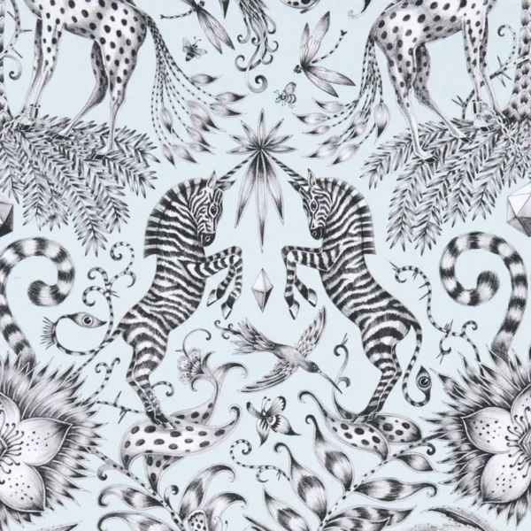 Kruger Fabric - Eggshell by blue animal cotton fabric from Emma Shipley
