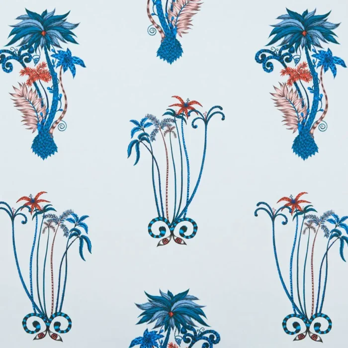 Jungle Palms Fabric - Blue swatch