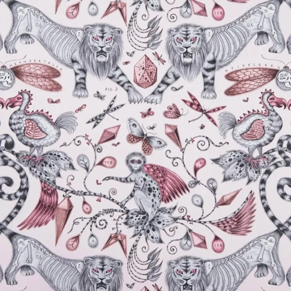 black-grey animal cotton fabric from Emma Shipley