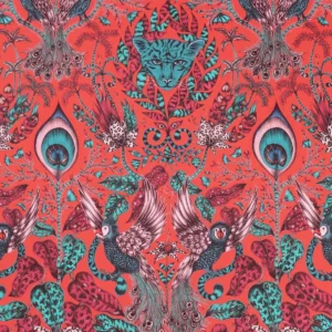 red animal cotton fabric from Emma Shipley