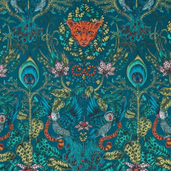 blue animal cotton fabric from Emma Shipley